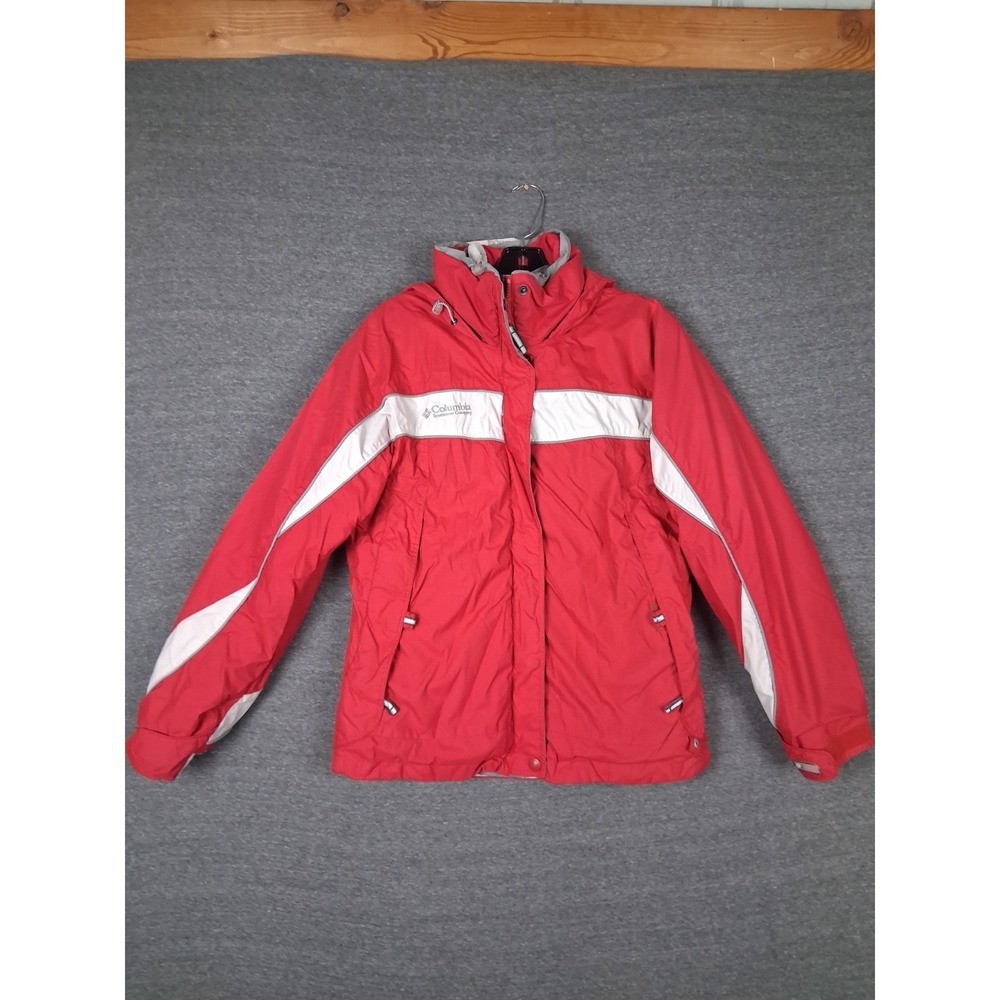 Columbia Womens Coat Medium Red 3 In 1 Interchange Hooded Full Zip Gorp‎ Camping